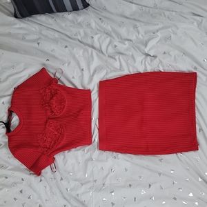 Red 2 peice fashion nova skirt set